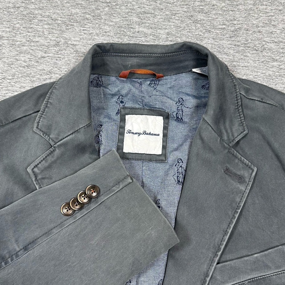Tommy Bahama Boracay Blazer Mens Small Blue Gray Washed Stretch Two Button City
